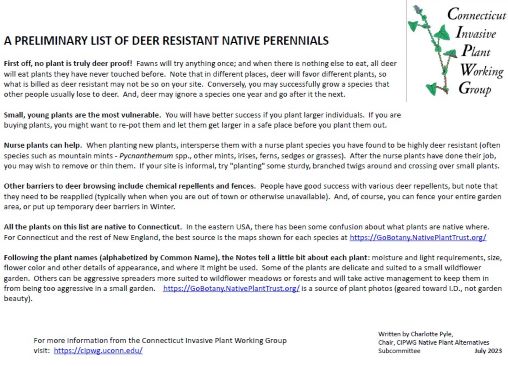 Deer Resistant Native Perennials by CIPWG